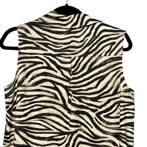 Joie Linen Blend Zebra Animal Print Sleeveless Button Front Shirt Size Small - Picture 6 of 9
